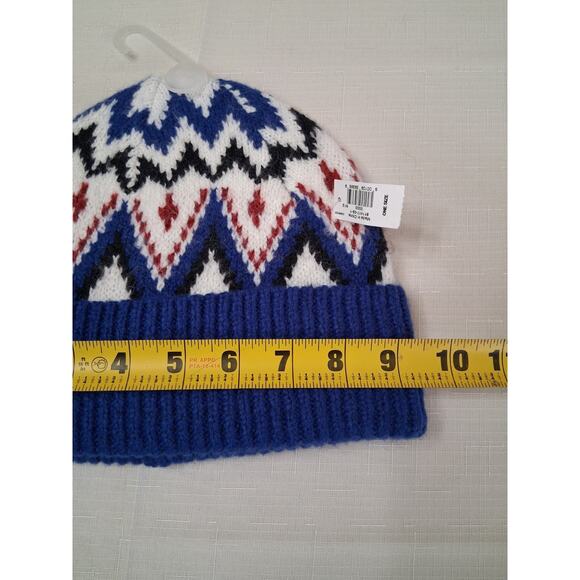 Old Navy Knit Hat Beanie Adult One Size Blue Red Multicolor Ski Snow Winter NWT - Picture 8 of 8